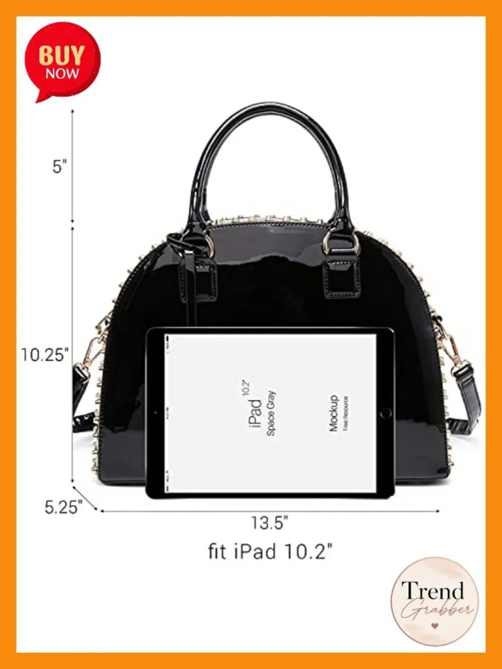 Faux Patent Leather Dome Satchel Purse Work Tote Structured Shoulder Bag
